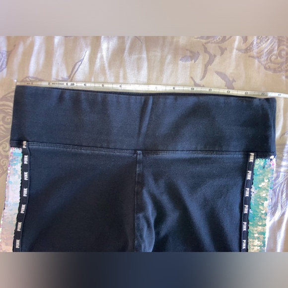 RARE VS PINK Iridescent to Silver Sequins Bling Yoga Leggings Medium - Picture 11 of 14